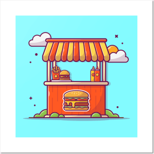 Burger Stand Cartoon Posters and Art